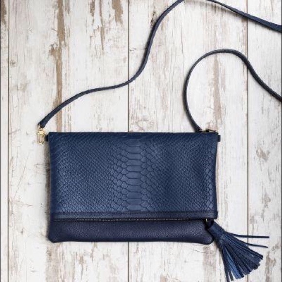 Gigi New York Rachel Fold Over Clutch Navy Blue - Picture 5 of 7